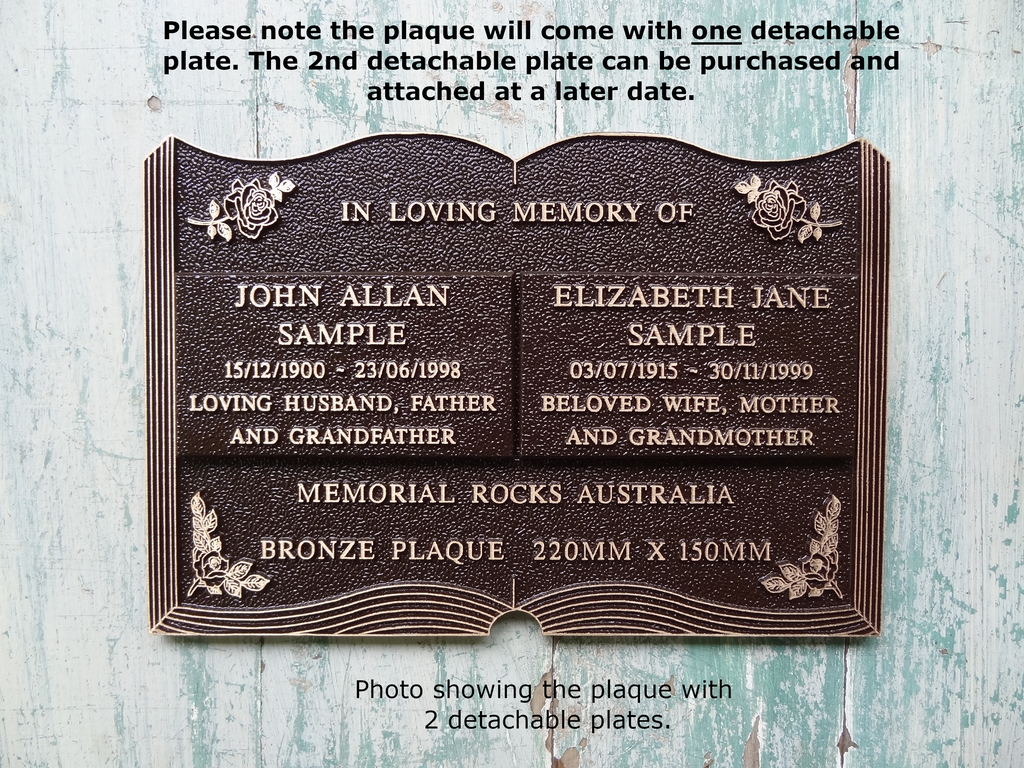 Quality Cut-Out Bronze Plaque for 2 Detachable Plates 220mm x 150mm (Incl. One Plate)